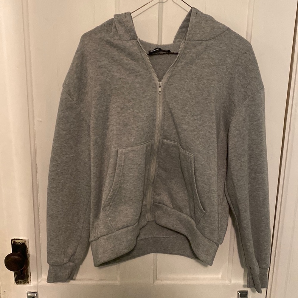 Grey zip-up hoodie